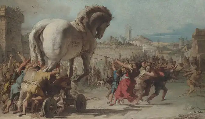 The Procession of the Trojan Horse into Troy by Giovanni Domenico Tiepolo, 1773