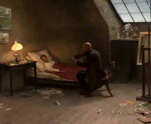 Death of an Artist: The Last Friend by Zygmunt Andrychiewicz - hand-painted oil reproduction