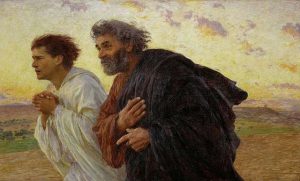 The Disciples Peter and John Running to the Sepulchre on the Morning of the Resurrection by Eugène Burnand - hand-painted oil reproduction