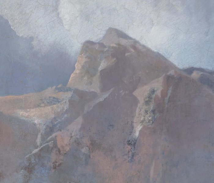 Rocky Highland peaks half hidden in mist