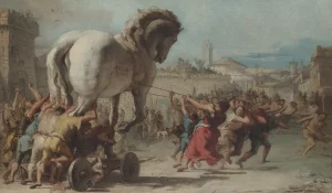 The Procession of the Trojan Horse in Troy by Giovanni Domenico Tiepolo - hand-painted oil reproduction