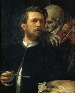 Self-Portrait with Death Playing the Fiddle by Arnold Bocklin - hand-painted oil reproduction