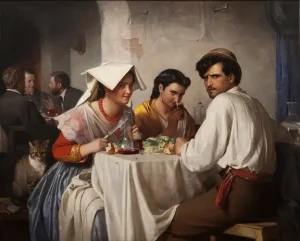 In a Roman Osteria by Carl Bloch - hand-painted oil reproduction