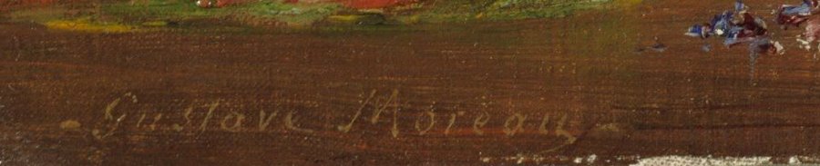 The signature Gustave Moreau in the lower left corner of the painting