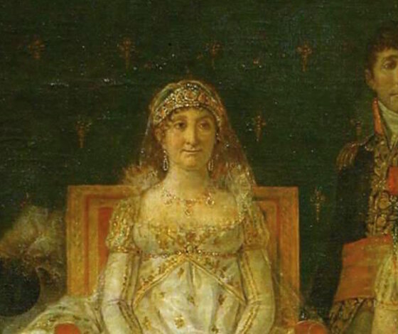 Napoleon's mother Letizia seated in the central box of the tribune, watching the ceremony