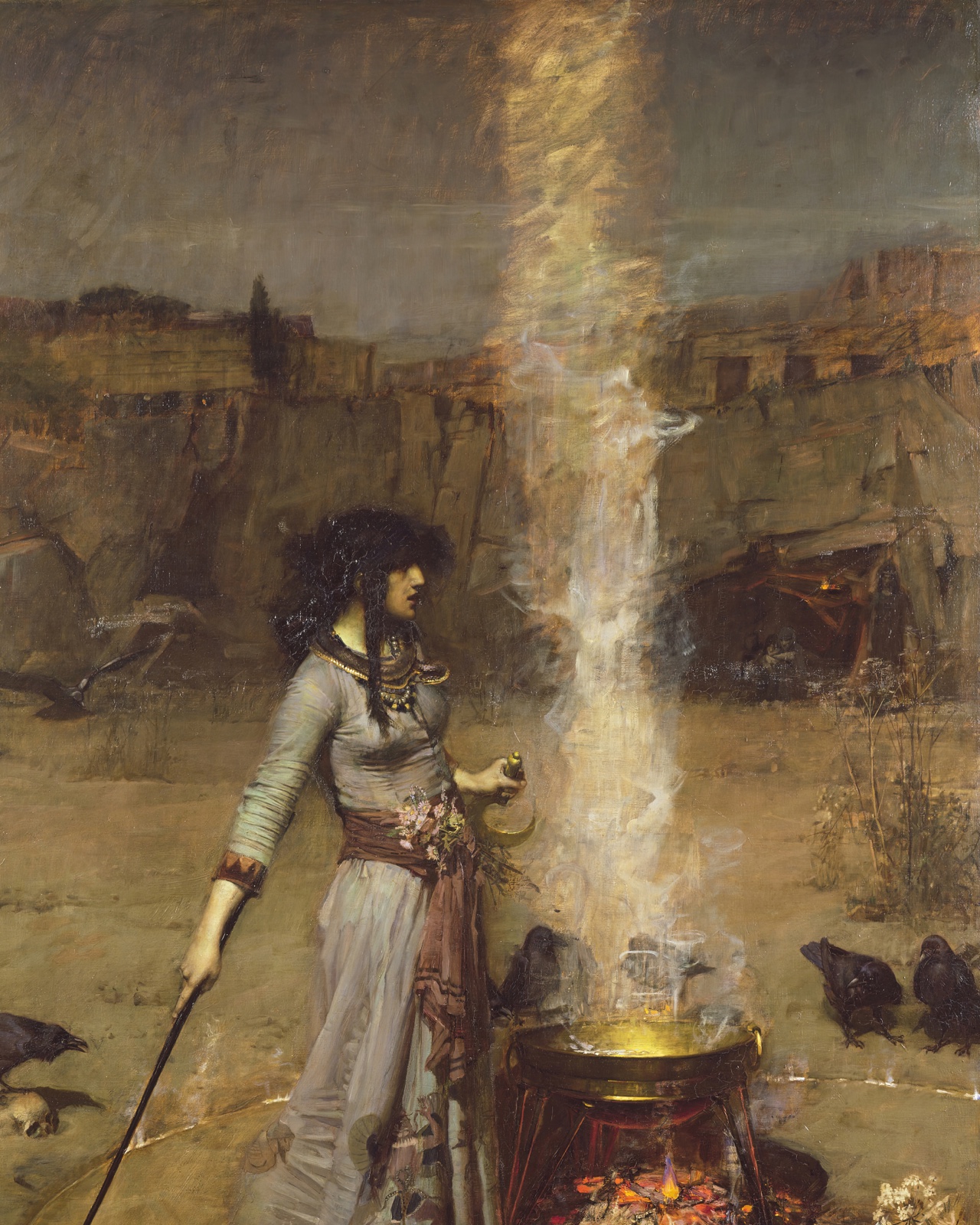 Pale smoke rising above the cauldron in The Magic Circle
