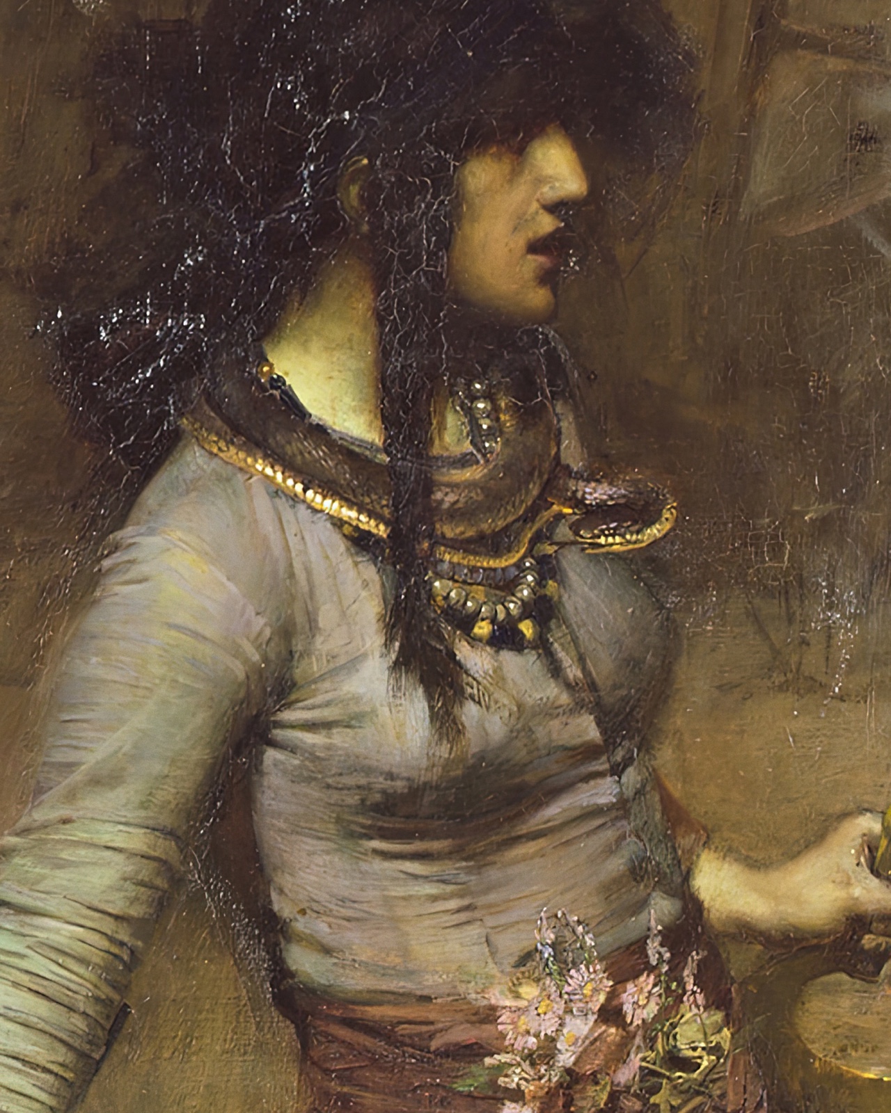 Serpent coiled around the sorceress's neck in The Magic Circle