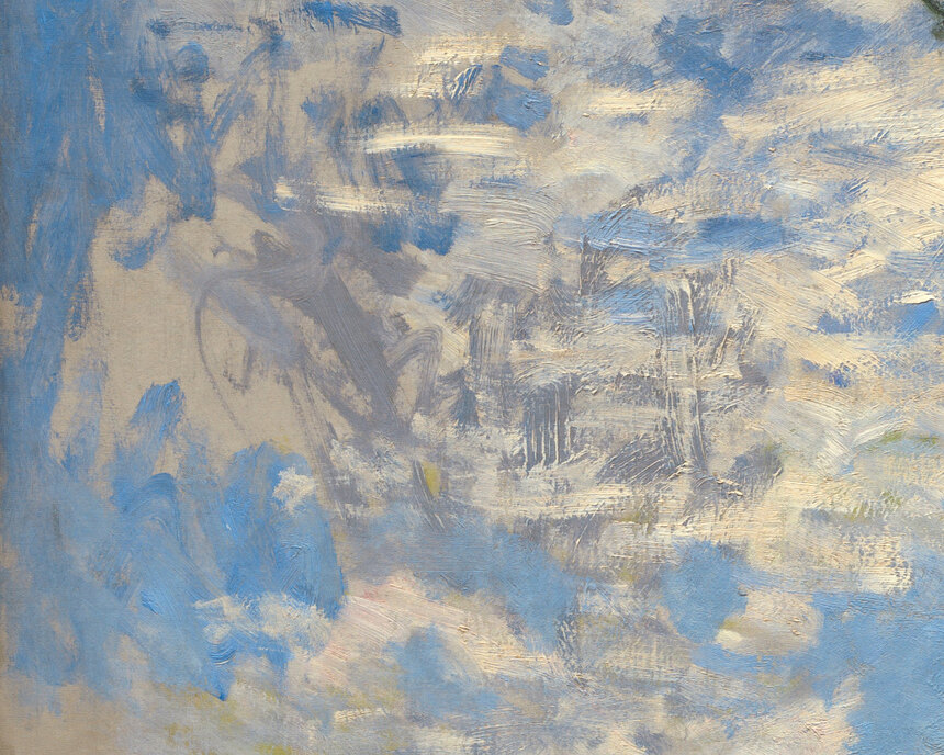The sky painted in broad fast strokes of blue and white