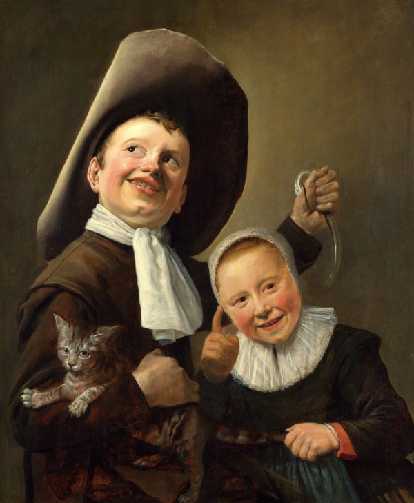 A Boy and a Girl with a Cat and Eel by Judith Leyster