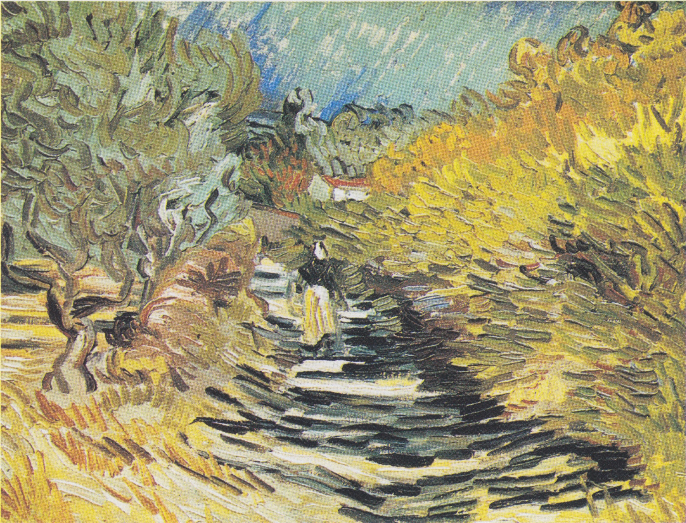 A Road at Saint Remy with Female Figure by Vincent Van Gogh - hand-painted oil reproduction