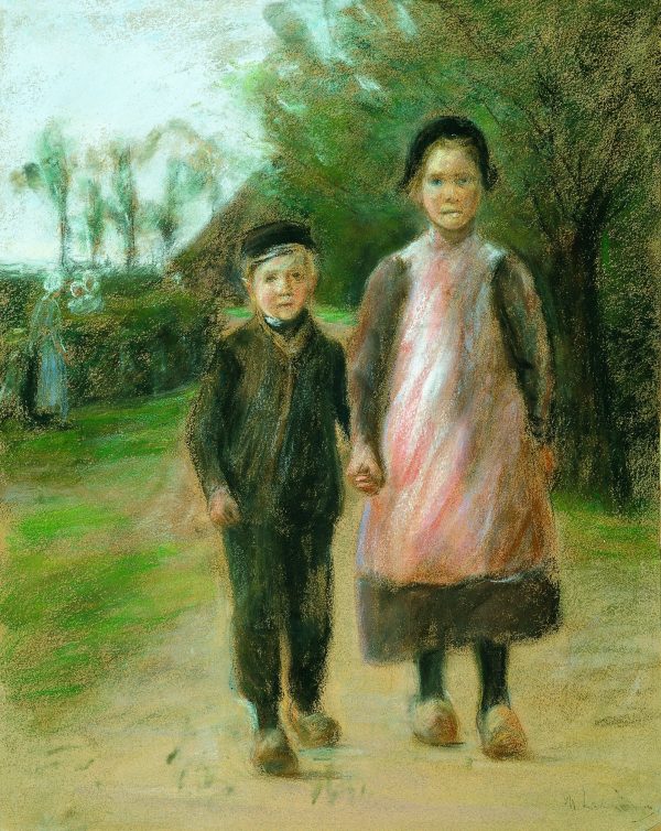 Boy and Girl on a Village Street by Max Liebermann