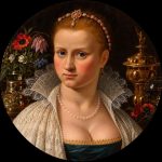 Portrait of Clara Peeters in her Flemish Baroque still-life style