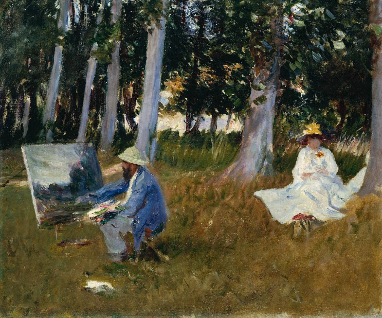 Claude Monet Painting by the Edge of a Wood by John Singer Sargent - hand-painted oil reproduction