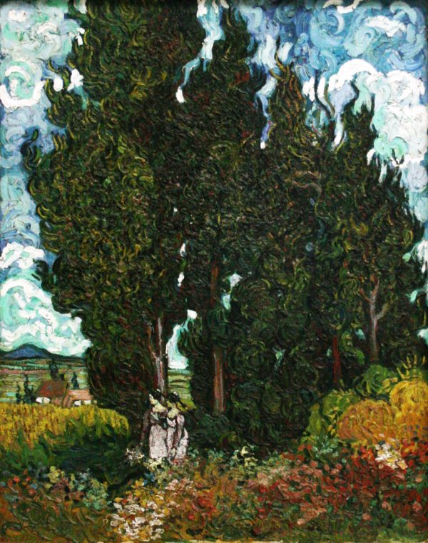 Cypresses and Two Women by Vincent Van Gogh