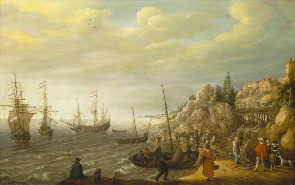 Dutch Ships at Anchor off a Fortified Scandinavian Town by Adam Willaerts