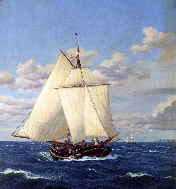 En dansk yacht passerer Stevns by Christoffer Wilhelm Eckersberg