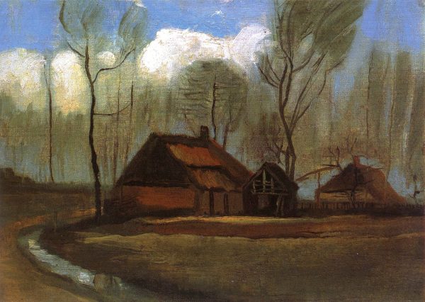 Farmhouses Among Trees by Vincent Van Gogh