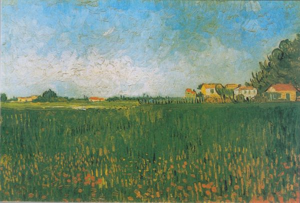 Farmhouses in a Wheat Field Near Arles by Vincent Van Gogh