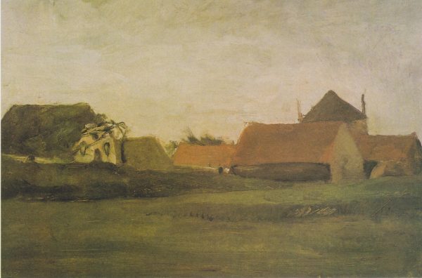 Farmhouses in Loosduinen near The Hague at Twilight by Vincent Van Gogh