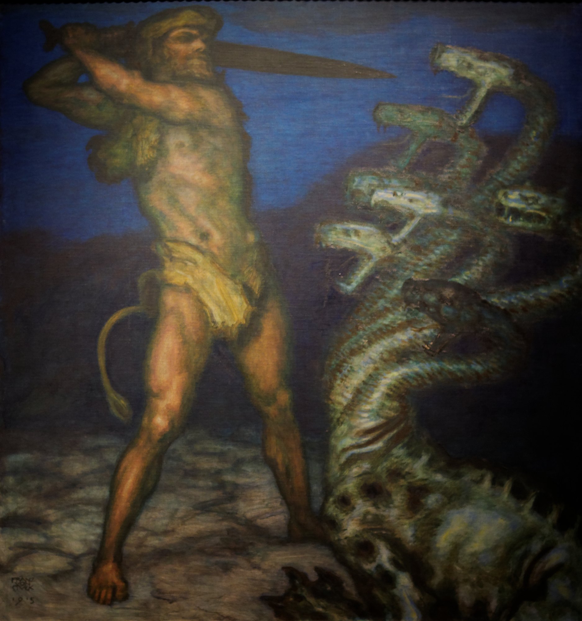 Hercules and the Hydra by Franz von Stuck - hand-painted oil reproduction