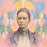 Portrait of Hilma af Klint in her spiritual abstract style