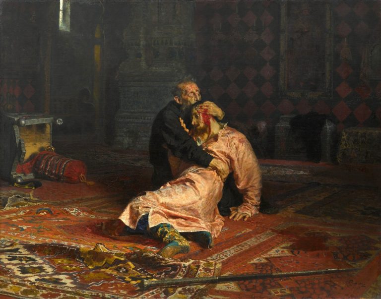 Hand-painted oil reproduction of Ivan the Terrible and His Son Ivan on 16 November 1581 by Ilya Repin