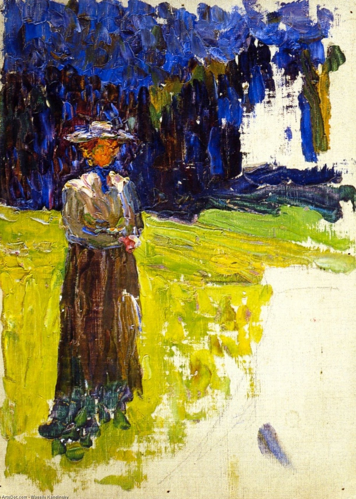 Kochel - Lady Standing by the Forest's Edge by Wassily Kandinsky - hand-painted oil reproduction
