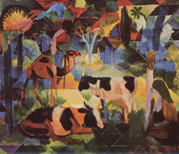 Landscape With Cows And A Camel by August Macke