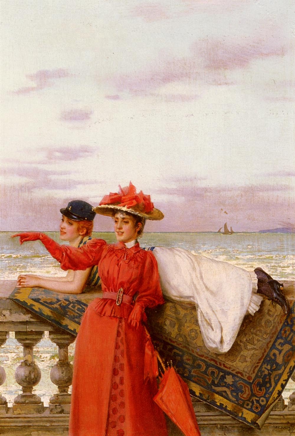 Looking Out To Sea by Vittorio Corcos - hand-painted oil reproduction