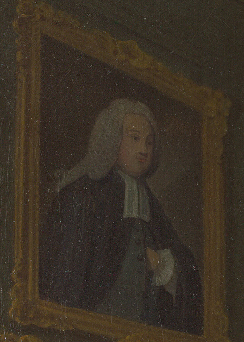 A framed portrait of Silvertongue in a black lawyer's gown