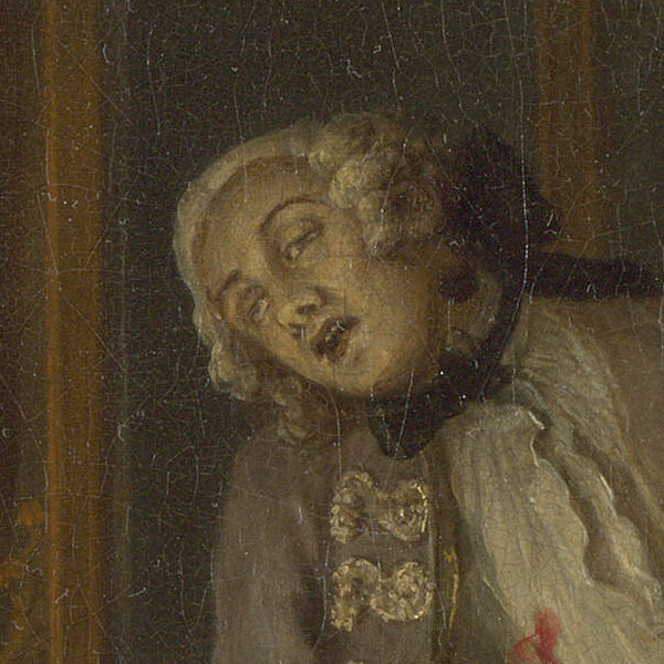The Earl's face as he collapses, the black spot on his neck