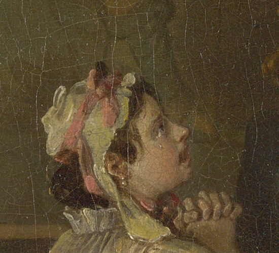 The Countess's face and clasped hands