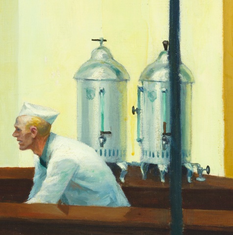 The server and the coffee urns in Edward Hopper’s Nighthawks