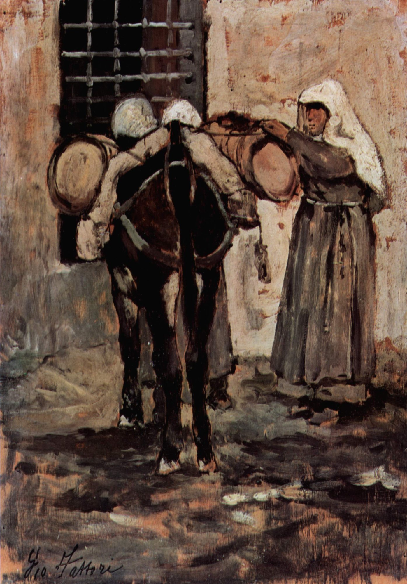 Nun With Donkey by Giovanni Fattori - hand-painted oil reproduction