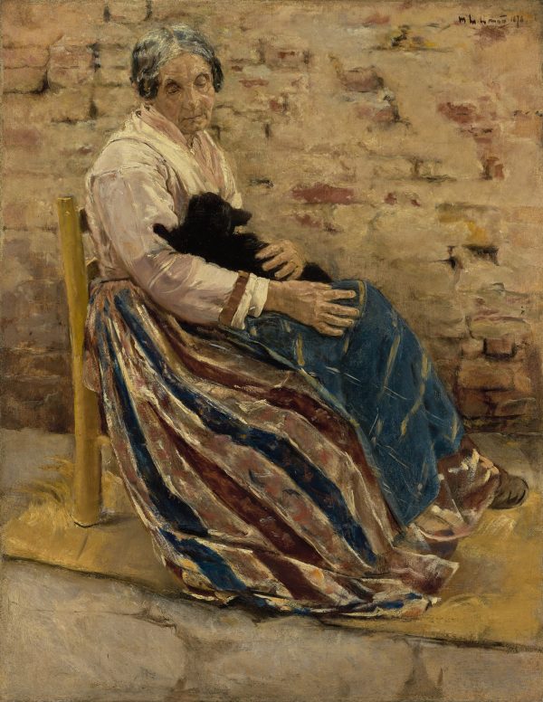 Old Woman with Cat by Max Liebermann