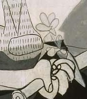 A small flower rises beside the clenched hand and broken blade.