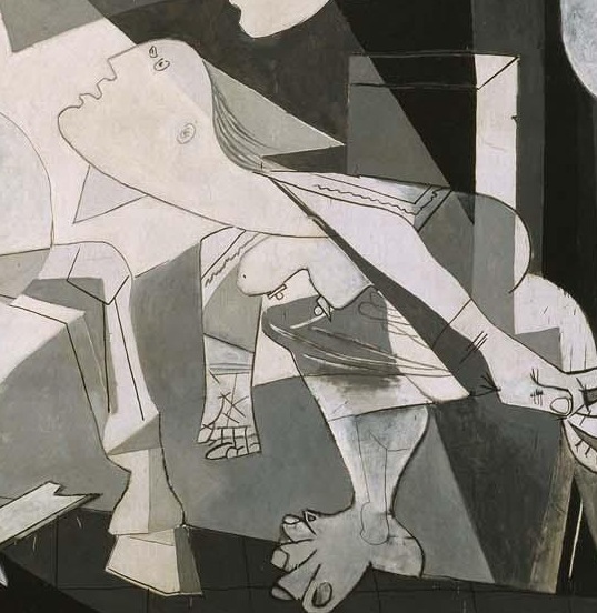 A low, reaching figure moves towards the centre from the right.