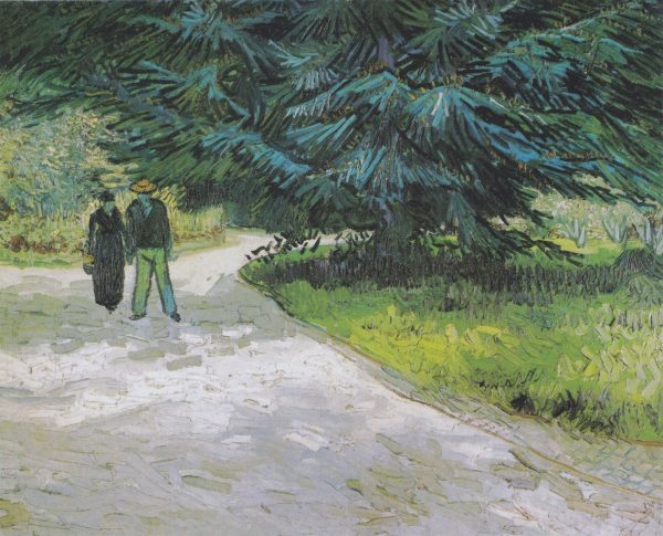 Public Garden with Couple and Blue Fir Tree The Poets Garden III by Vincent Van Gogh