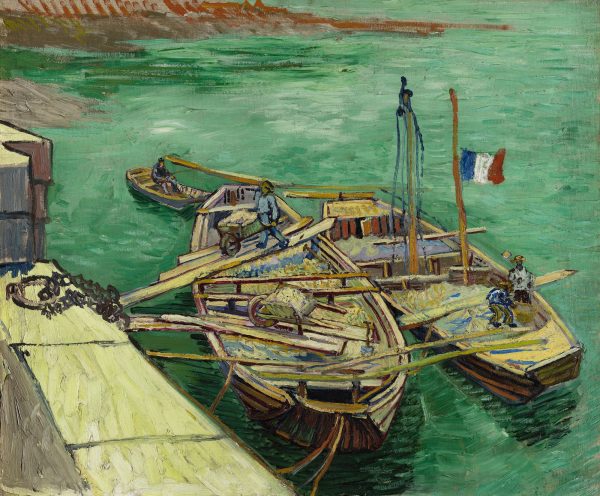 Quay with Men Unloading Sand Barges by Vincent Van Gogh