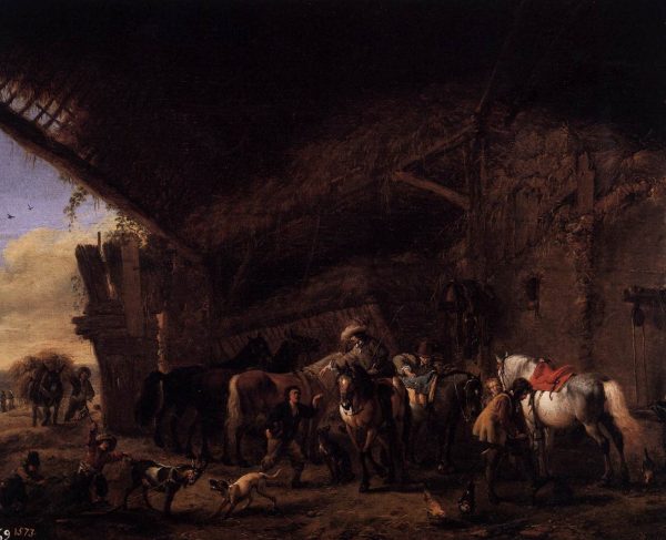 Scene In Front Of An Inn by Philips Wouwerman