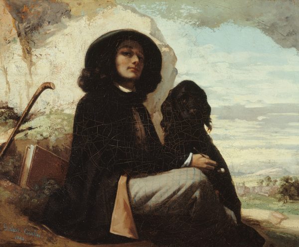 Self-Portrait With Black Dog by Gustave Courbet