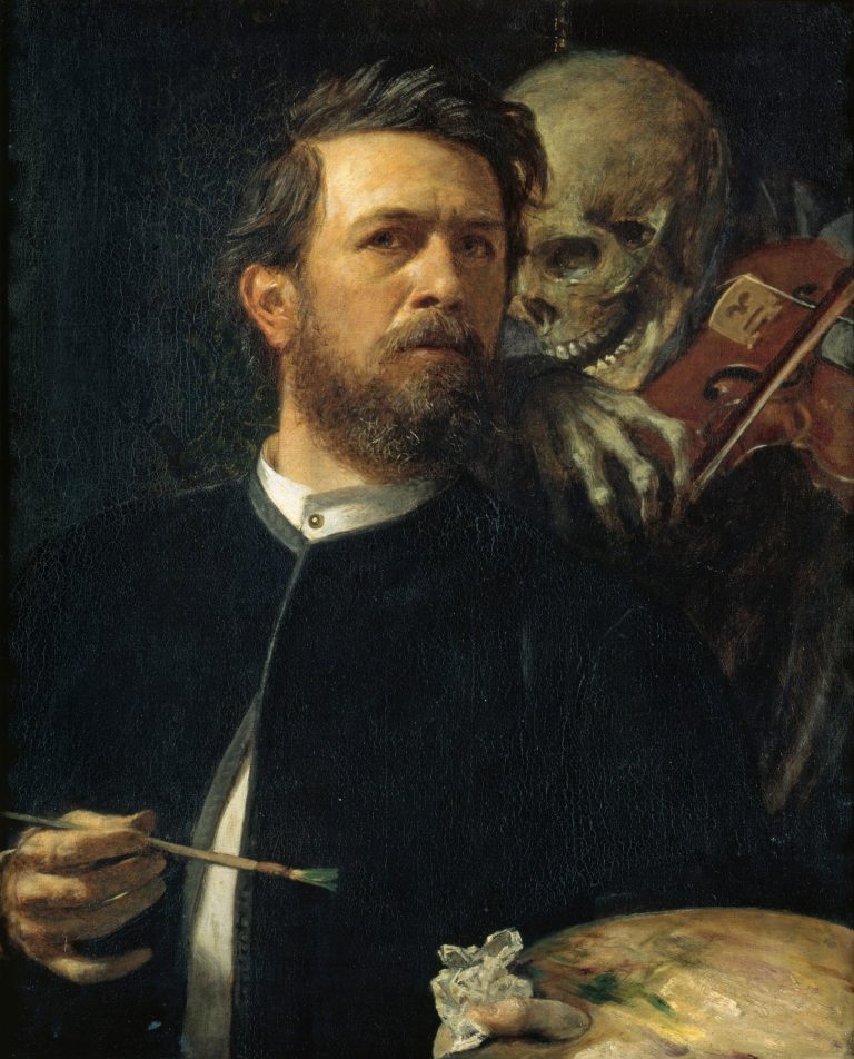 Self-Portrait with Death Playing the Fiddle hand-painted oil reproduction
