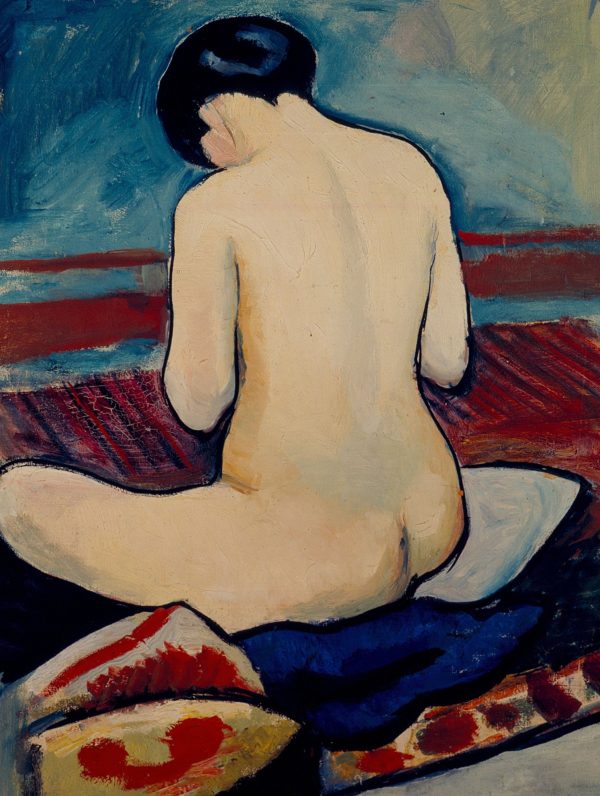 Sitting Nude With Cushions by August Macke