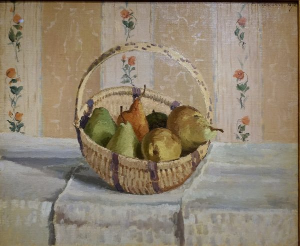 Still Life Apples and Pears in a Round Basket by Camille Pissarro