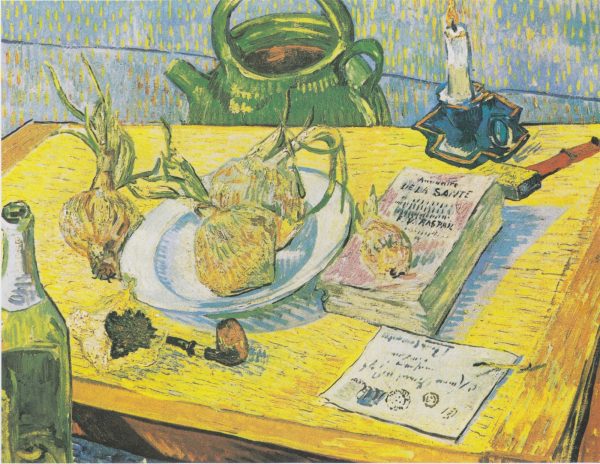Still Life Drawing Board Pipe Onions and Sealing Wax by Vincent Van Gogh