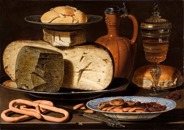 Still Life with Cheeses, Almonds and Pretzels by Clara Peeters, hand-painted oil painting reproduction