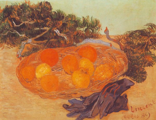 Still Life with Oranges Lemons and Blue Gloves by Vincent Van Gogh