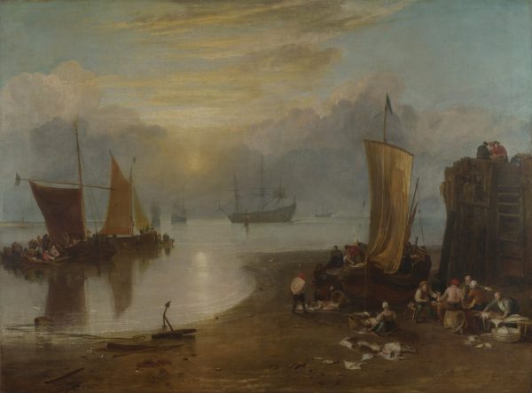 Sun Rising through Vagour Fishermen Cleaning and Sellilng Fish by Jmw Turner