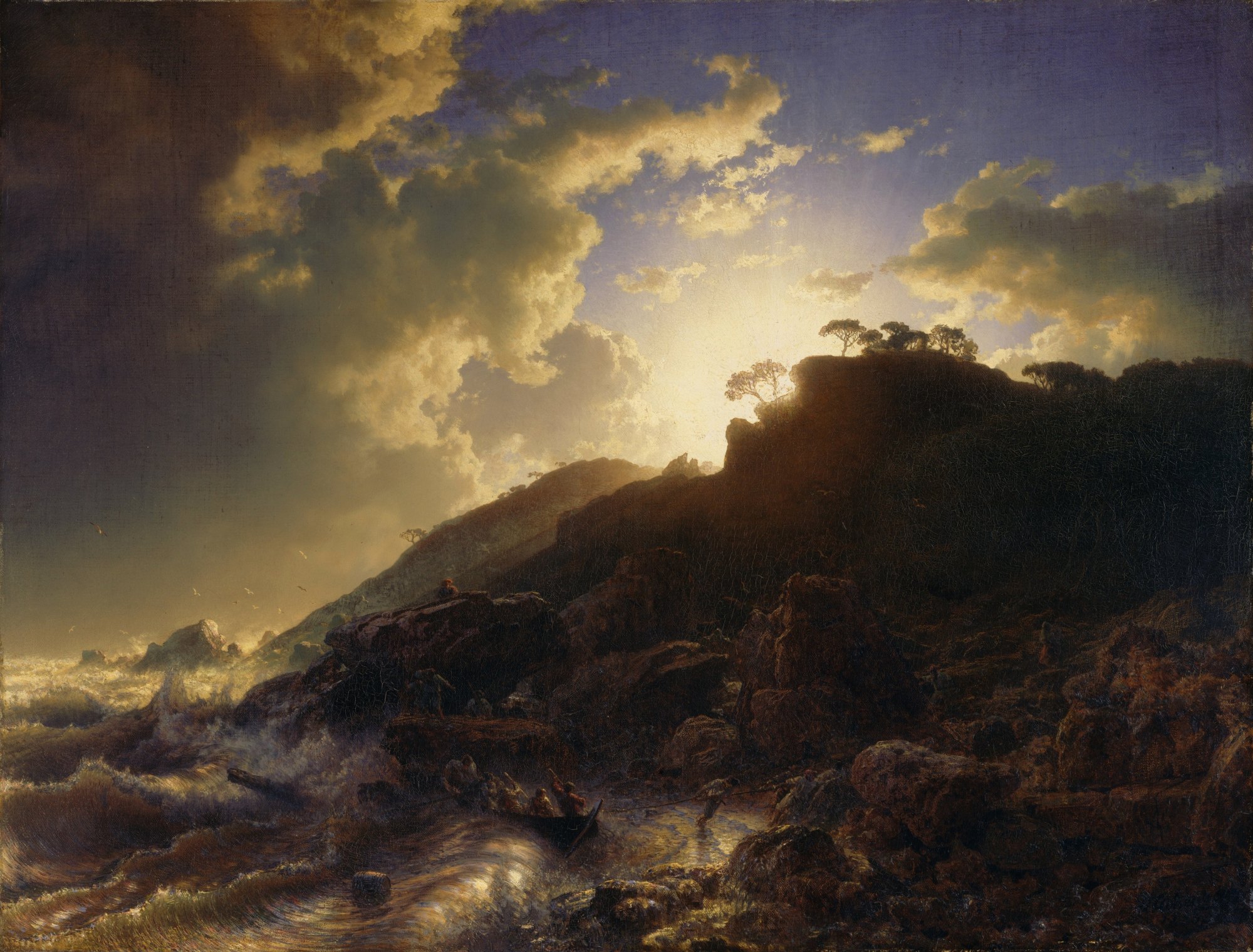 Sunset after a Storm on the Coast of Sicily by Andreas Achenbach - hand-painted oil reproduction