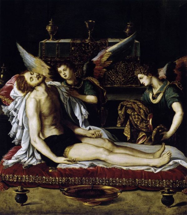 The Body of Christ with Two Angels by Alessandro Allori
